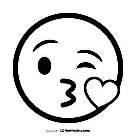 face blowing  kiss emoji outline httpswwwfreevectorscomface