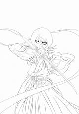 Rukia Kuchiki Bleach Lineart Duel Krys sketch template