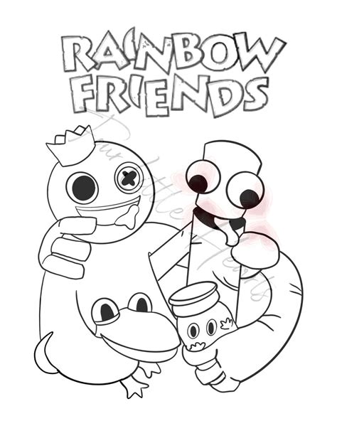 rainbow friends coloring pages etsy