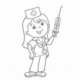 Enfermera Enfermeras Faciles Jeringa Vectores sketch template