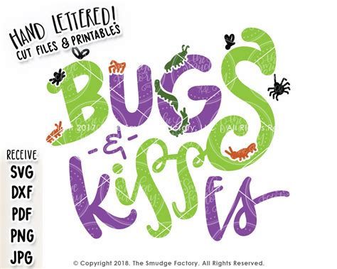 bugs kisses svg printable  smudge factory