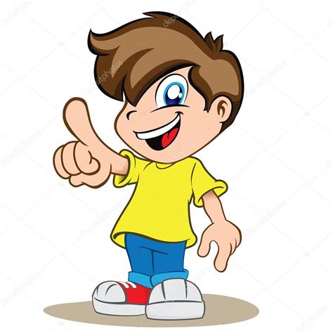 illustration   happy boy child pointing  showing  stock vector image  clcosmo