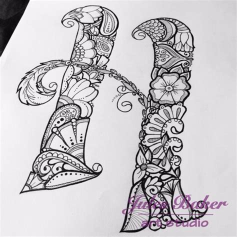 digital coloring page letter   letter etsy