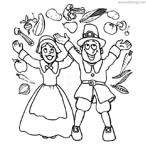 pilgrim boy  girl coloring pages  fruits xcoloringscom