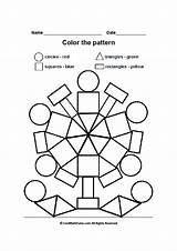 Color Shapes Preschool Worksheets Number Worksheet Shape Coloring Printable Kindergarten Kids Children Colors Math Colouring Numbers English Basic Geometric Teach sketch template