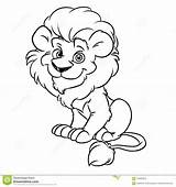 Cartoon Contour Lion Coloring Animal Good Illustration Preview sketch template