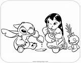 Stitch Lilo Coloring Pages Disneyclips Angel Printable Cute Tea Birijus Having Teddy Funstuff sketch template