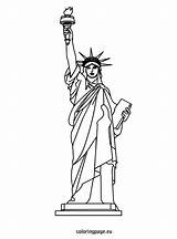 Statue Liberty Coloring Drawing Sheet Lady Clipart Printable Cartoon July 4th York La State Dessin Pages Sheets Empire Building Directed sketch template