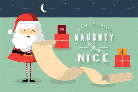 christmas naughty or nice vector ~ illustrations ~ creative market