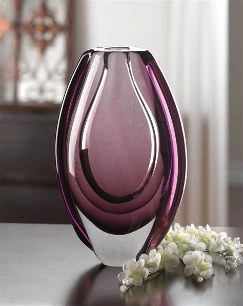 8 5 Modern Purple Glass Decorative Vase Contemporary Home Decor Art