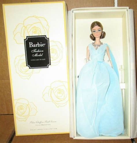 barbie silkstone blue chiffon ball gown nrfb ebay