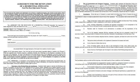 home repair contract template contract agreements formats examples