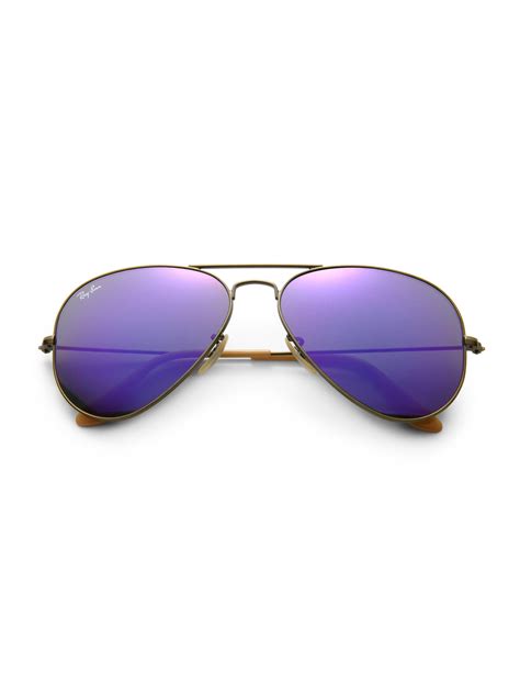 ray ban rb mm original aviator sunglasses  purple lyst