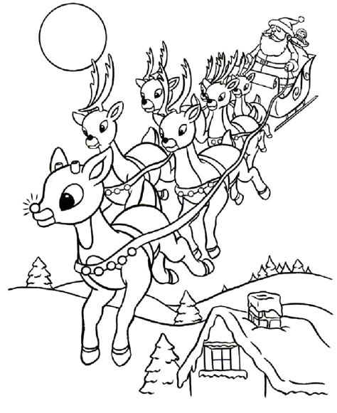 view santa   reindeer coloring pages home