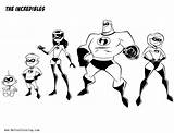 Incredibles Coloring Pages Characters Printable Color Kids Print sketch template