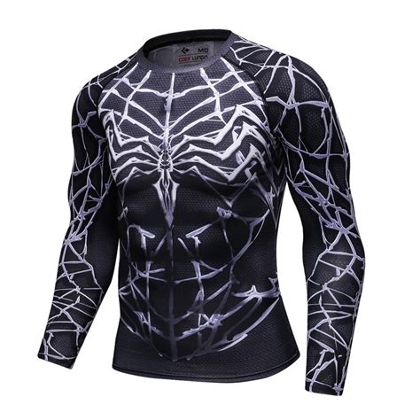 2017 black venom spiderman compression shirt men fitness long sleeve t