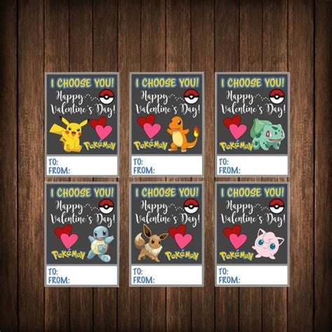 pokemon printable valentines day cards instant  printable