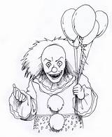 Clown Scary Coloring Pages Halloween Drawings sketch template