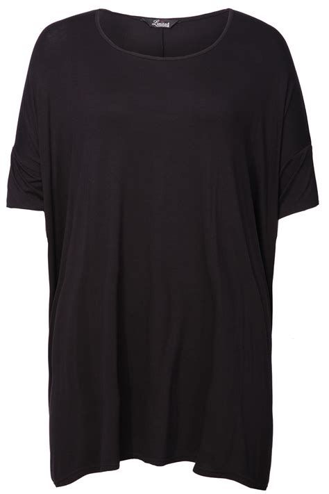 black oversized t shirt with short sleeves plus size 16 18 20 22 24 26