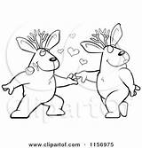 Jackalope Coloring Romantic Dancing Pair Pages Clipart Cartoon Cory Thoman Outlined Vector 2021 Template sketch template