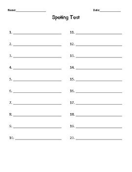 printable spelling test template doctemplates