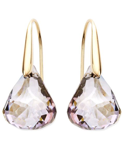 swarovski earrings lunar blush crystal drop earrings  pink lyst