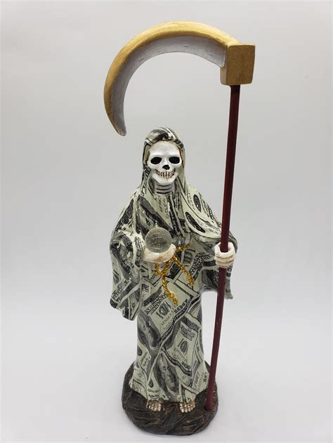 Money Santa Muerte 9 Inch Statue Etsy