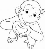 Curious George Coloring Pages Valentines Kids Valentine Heart Printable Color Monkey Print Cartoon Tv Colouring Sheets Bestcoloringpagesforkids Shows Drawing Disney sketch template