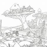 Ausmalen Baumhaus Paisagens Coruja Campestres Magische Prunderground Vorlagen Erwachsene Malbuch Zeichnungen Schöne Skizzen Naturbilder Carrie Treehouses Zentangle Kreativ Malerei Landschaften sketch template