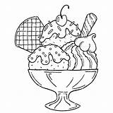 Ice Cream Coloring Sundae Printable Cone sketch template