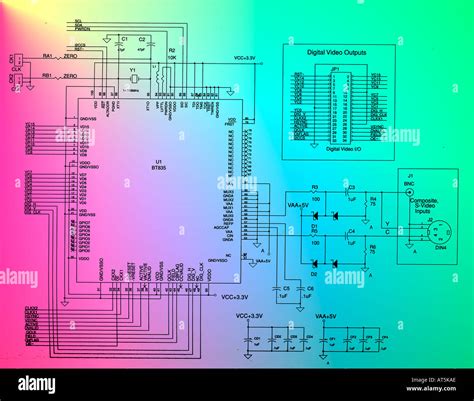 computer monitor displaying technical electronic schematic  circuit