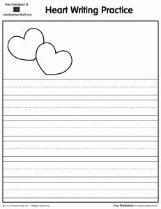 heart writing practice  story paper  valentines day