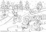 Winter Colouring Scene Pages Activity Kids Log Village Colour Become Member Seasons Activityvillage Explore sketch template