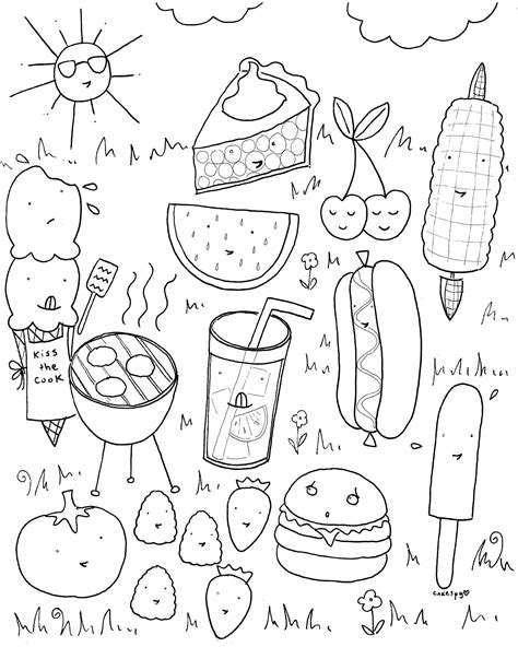 kawaii food coloring pages  getdrawings