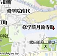 Image result for 京都府京都市左京区修学院月輪寺町. Size: 190 x 99. Source: www.mapion.co.jp