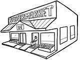 Coloring Store Grocery Supermarket Pages Clipart Shop Kids Drawing Building Children Top Shopping Popular Doghousemusic sketch template