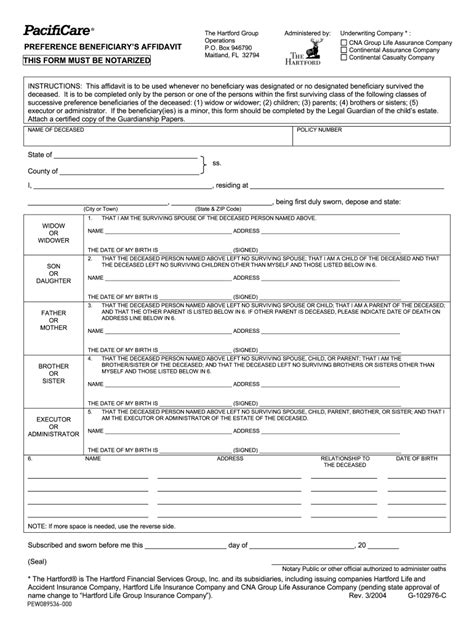 preference beneficiary affidavit fill  printable fillable