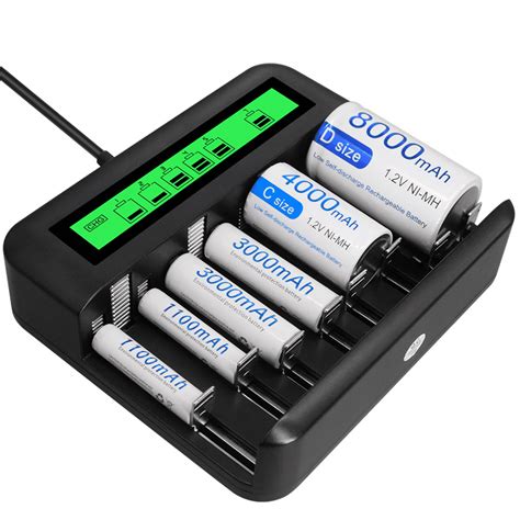 lcd universal battery charger  bay aa aaa   battery charger  rechargeable batteries