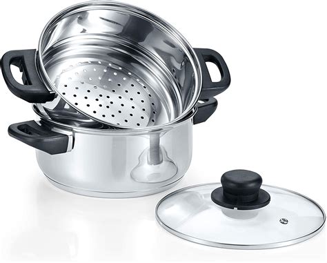 concord  quart stainless steel  piece steamer cookware set induction