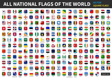 official national flags   world square design vector  vector art  vecteezy