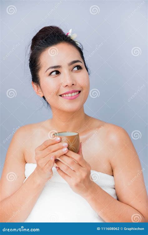 drinking hot tea spa  thai massage stock photo image  health