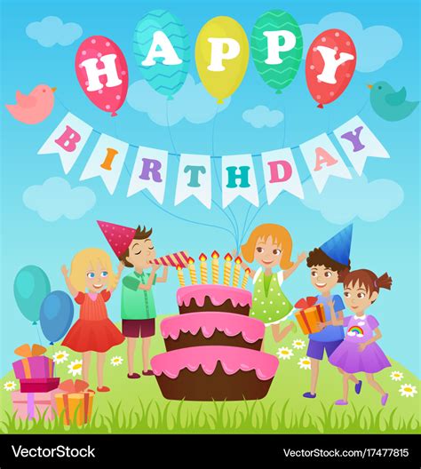 birthday party  kids cartoon royalty  vector image