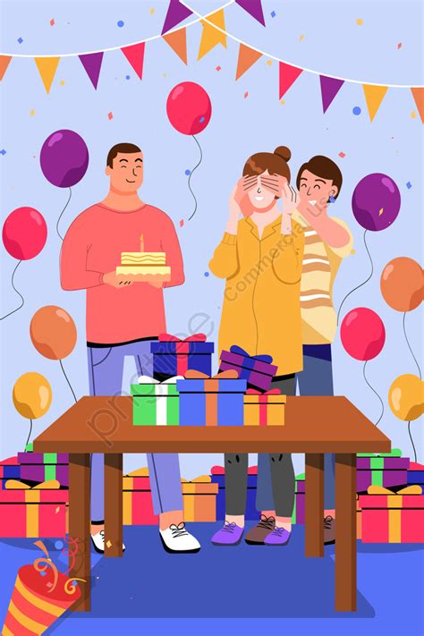 Cartoon Celebrate Birthday Party Illustration Happy