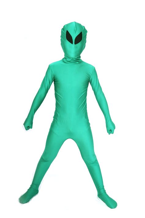 kids alien full body suit child green alien spandex lycra zentai