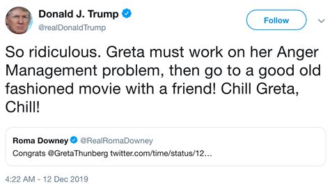 trump calls time s decision to name greta thunberg as person of the