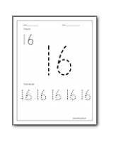 Number 16 Worksheets Worksheet Trace Color Kindergarten Preschool sketch template