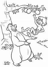 Jungle Book Coloring Pages Mowgli Baloo Disney Throw Pick Fruit Mogli Cartoon Colouring Clip Clipart Color Sheets Kids Library Books sketch template