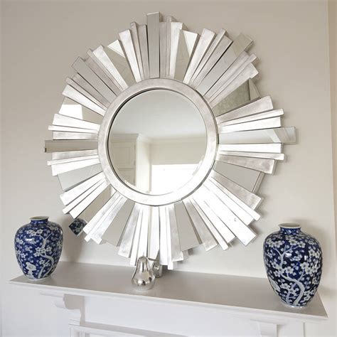 striking silver contemporary mirror  decorative mirrors  notonthehighstreetcom