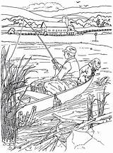 Coloring Country Book Pages Living Fishing Rowboat Printable Books sketch template