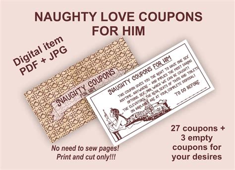 Love Coupons For Him Naughty Sex Printable Coupons Sexy Etsy